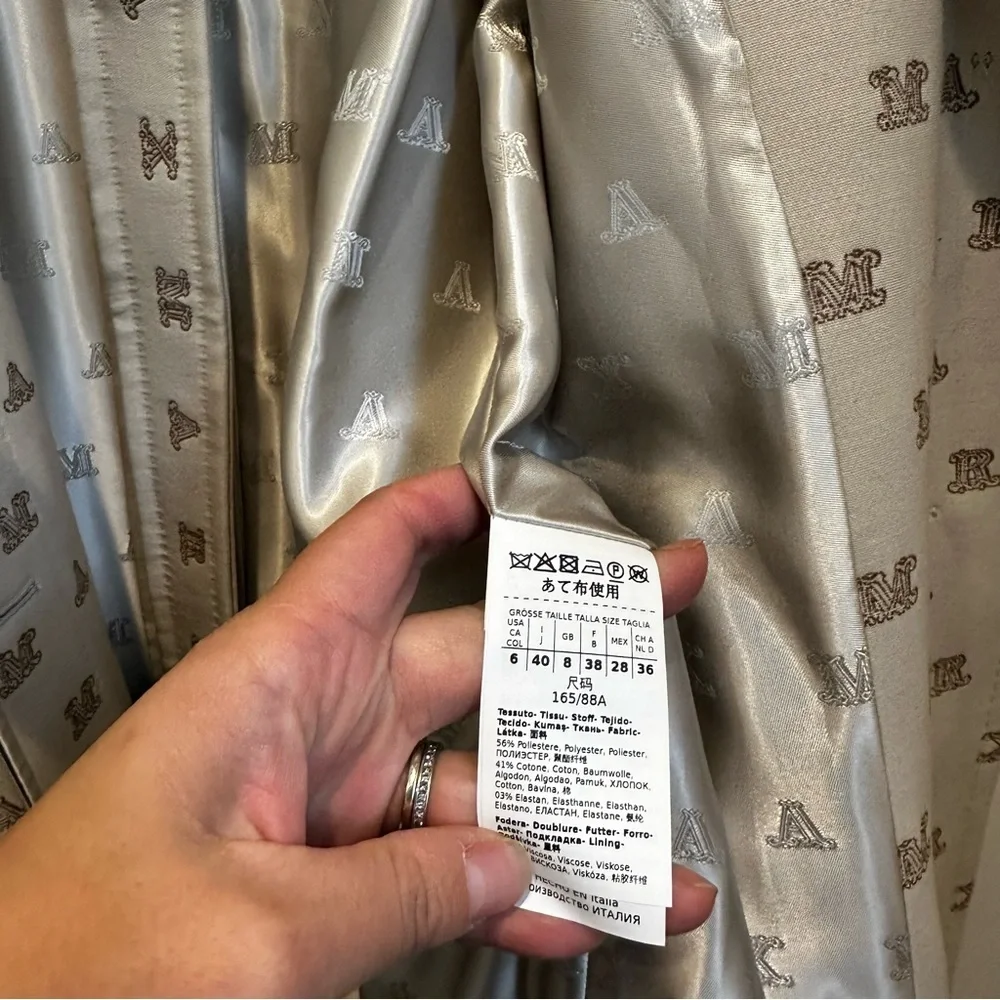 SOLD! MAX MARA FULL LOGO TRENCH COAT SIZE: US6 IT40 NEW WITH TAG FALL/WINTER - Picture 11 of 16